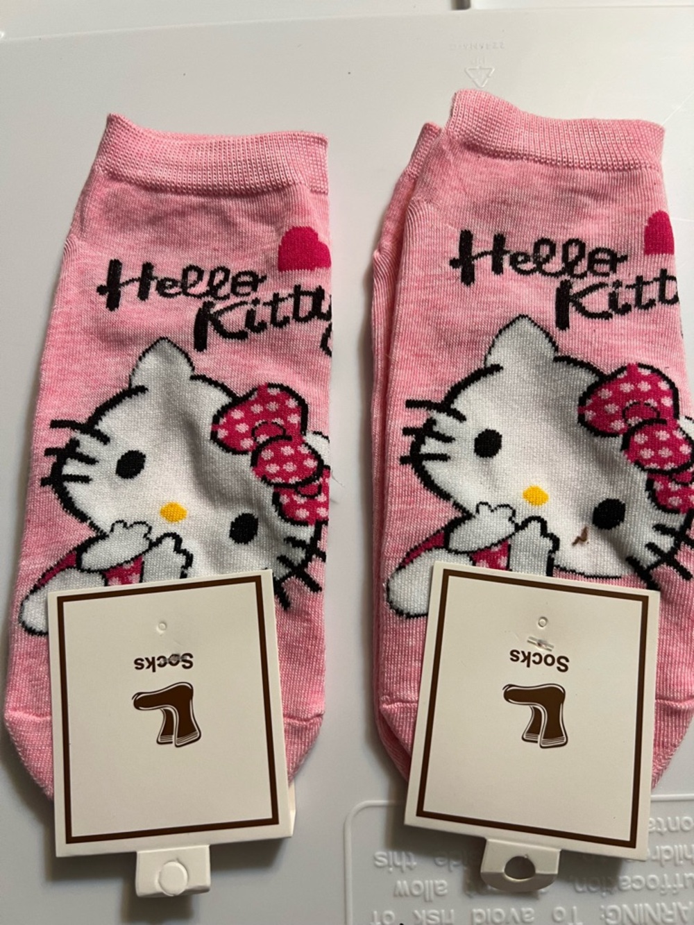 Hello Kitty Pink Kids Socks. 2 Pair Bundle Fits up to Adult 5/6 NWT.